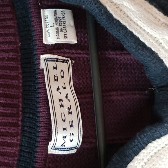 Men's Michael Gerald v neck sweater, sz L - Picture 2 of 4